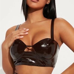 Brown Latex Crop top Fashion Nova